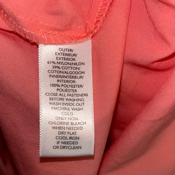 Loft Light Coral Lace Overlay Shift Dress Size 2 - Picture 6 of 8